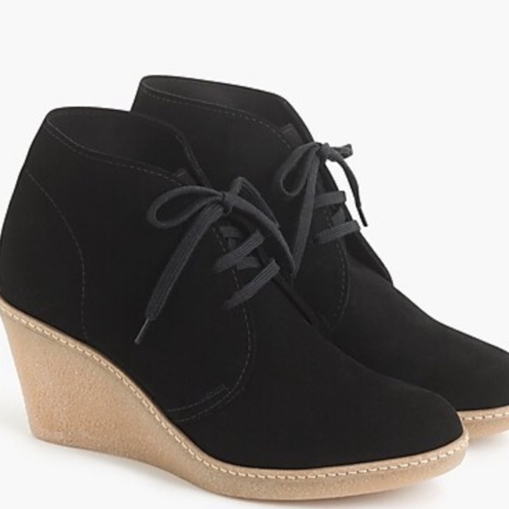 J.Crew Macalister Black Suede Wedge Ankle Booties Women's Size 9 Chukka Boot